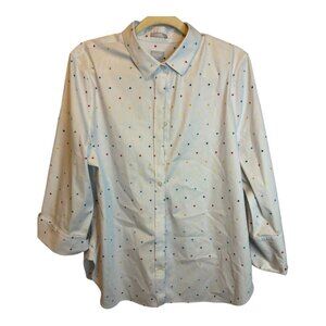 Chico's Blouse Women's Size XL Polka Dots Stripes Office Chicos 3‎